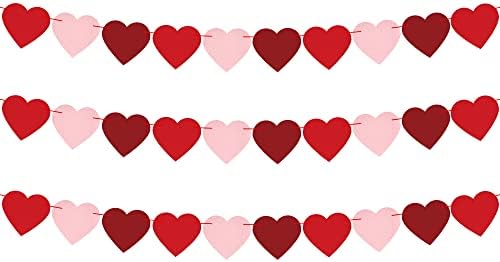 באנר האהבה של ולנטיין וגר לב מורגש - חבילה של 2, ללא DIY | גרלנד אהבה, קישוטים ולנטיין | באנר יום האהבה